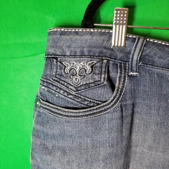 Just Jeans Womens Size20 Blue Denim Bermuda Shorts, Western, Embellished Pockets - Picture 4 of 7